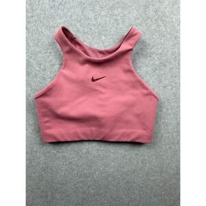 Nike Womens High Neck Strappy Back Sports Bra Rose Pink XS Yoga Gym Top